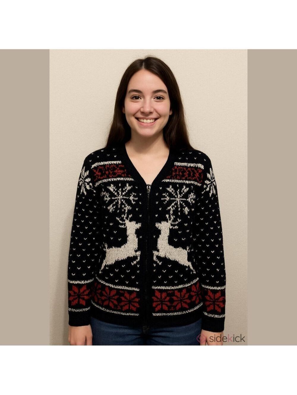 Vintage Christmas Sweater Snowflakes Reindeer Fair Isle Classic cottagecore
